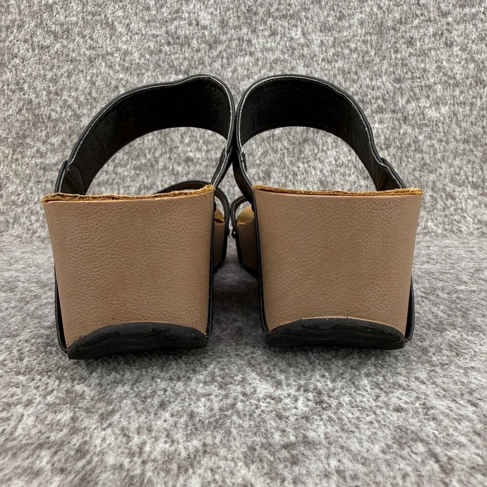 ✅Womens 8.5 AGAPE COLLECTION Platform Sandals Black Wedge Studded Faux Leather - Picture 6 of 11
